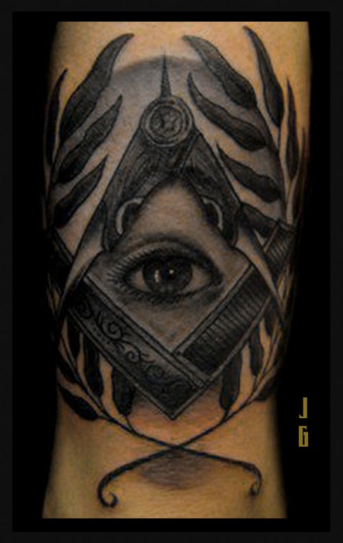 Geometric Illuminati Eye Tattoo On Sleeve